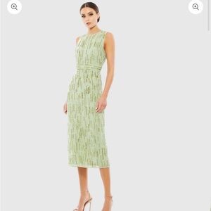 Mac Duggal Light Green Midi Dress